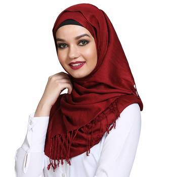 Viscose Red plain hijab 3