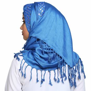 Viscose Blue plain hijab 2