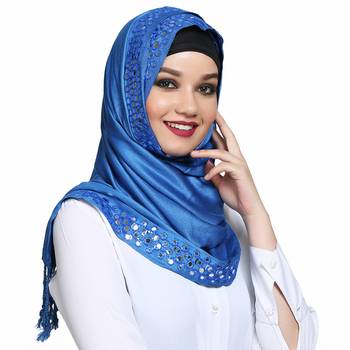 Viscose Blue plain hijab 3