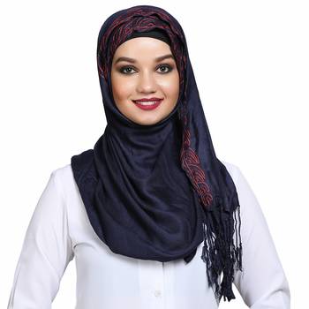 Viscose Blue embroidered hijab 1