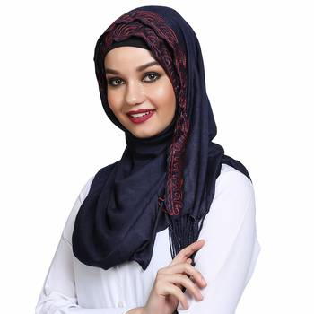 Viscose Blue embroidered hijab 3
