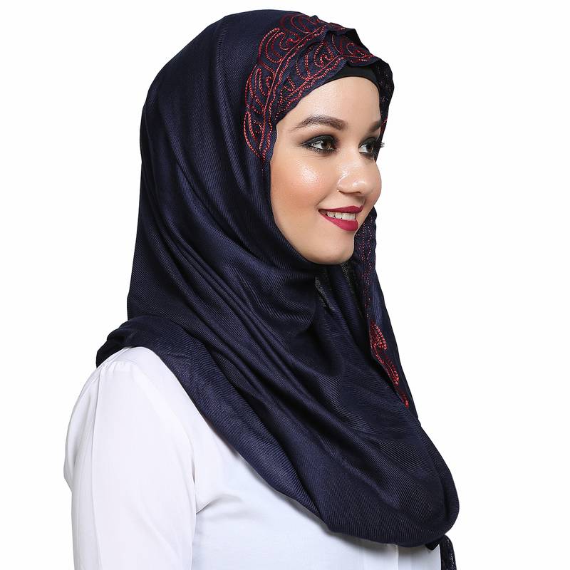 Viscose Blue embroidered hijab Momin Libas 2814202