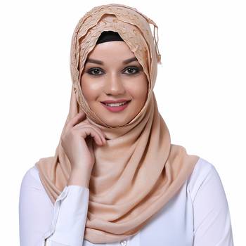 Viscose Beige embroidered hijab 1