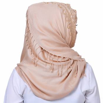 Viscose Beige embroidered hijab 2