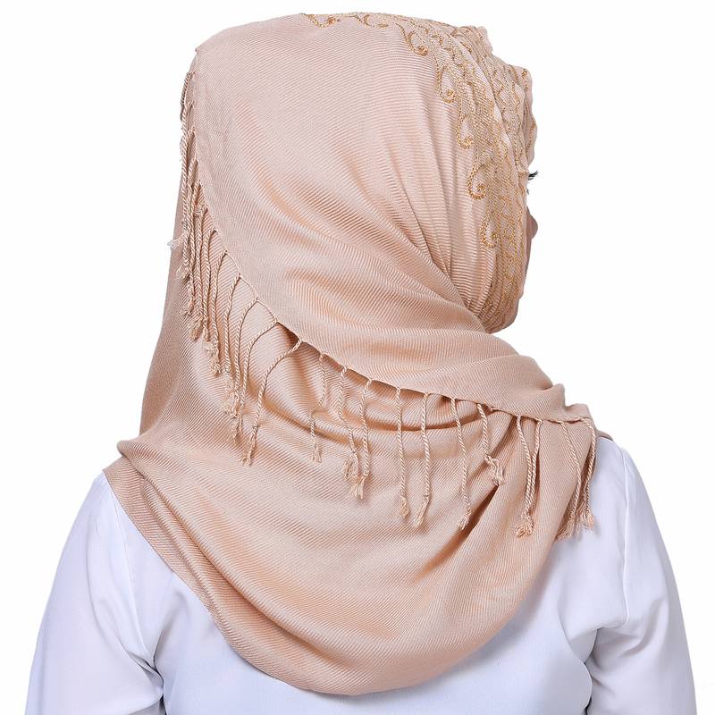 Viscose Beige embroidered hijab