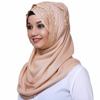 Viscose Beige embroidered hijab 3