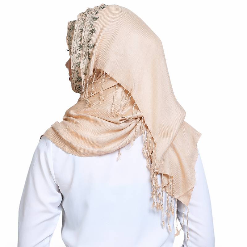 Viscose Beige embroidered hijab