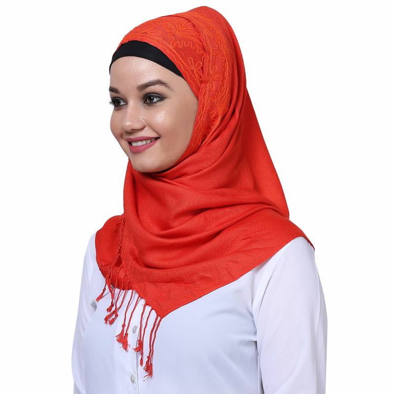 Viscose Orange embroidered hijab Momin Libas 2814208