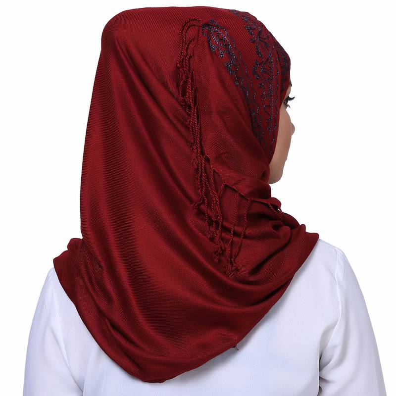 Viscose Red embroidered hijab