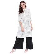 White printed cotton kurtas-and-kurtis