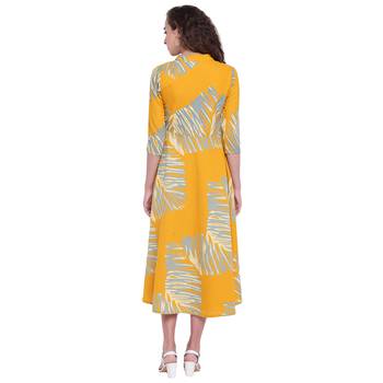 Yellow printed rayon kurtas-and-kurtis 2