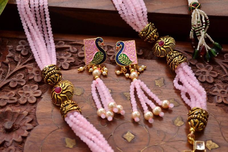 I Jewels Women's Gold Plated Indian Kundan Necklace & Earrings Set - Bollywood Floral Design Jewellery - View #3