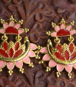 Designer Multicolour Meenakari Filled Peacock and Floral Motif Dangler Stud Earrings