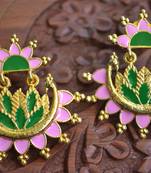Designer Multicolour Meenakari Filled Peacock and Floral Motif Dangler Stud Earrings
