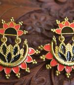 Designer Multicolour Meenakari Filled Peacock and Floral Motif Dangler Stud Earrings