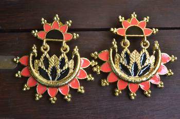 Designer Multicolour Meenakari Filled Peacock and Floral Motif Dangler Stud Earrings 3