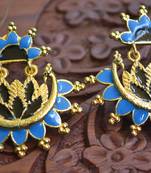 Designer Multicolour Meenakari Filled Peacock and Floral Motif Dangler Stud Earrings