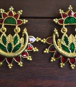 Designer Multicolour Meenakari Filled Peacock and Floral Motif Dangler Stud Earrings