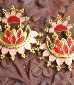 Designer Multicolour Meenakari Filled Peacock and Floral Motif Dangler Stud Earrings