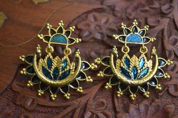 Designer Multicolour Meenakari Filled Peacock and Floral Motif Dangler Stud Earrings 1