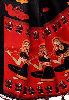 Multicolor printed poly silk combo saree with blouse 4