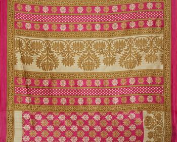 Multicolor printed poly silk combo saree with blouse 4
