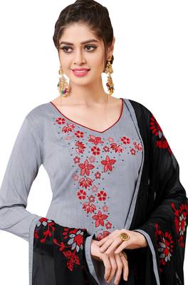 Grey Embroidered Silk Salwar With Dupatta 2