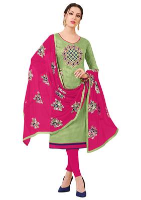 Green Embroidered Silk Salwar With Dupatta 1
