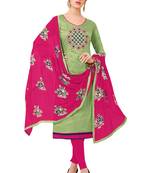 Green Embroidered Silk Salwar With Dupatta