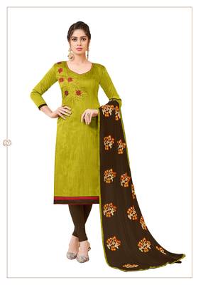 Green Embroidered Silk Salwar With Dupatta 1