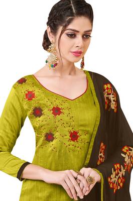 Green Embroidered Silk Salwar With Dupatta 2