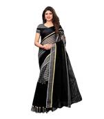 Black Woven Cotton Saree With Blouse