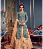 Mint Blue Georgette Lehenga Style Salwar Kameez