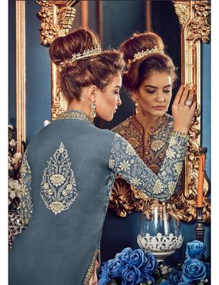 Mint Blue Georgette Lehenga Style Salwar Kameez 2