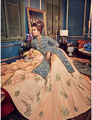 Mint Blue Georgette Lehenga Style Salwar Kameez 3