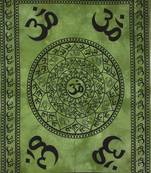 Om Chakra Green Color Tapestry Poster
