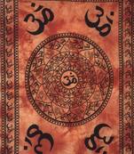 Om Chakra Orange Color Tapestry Poster