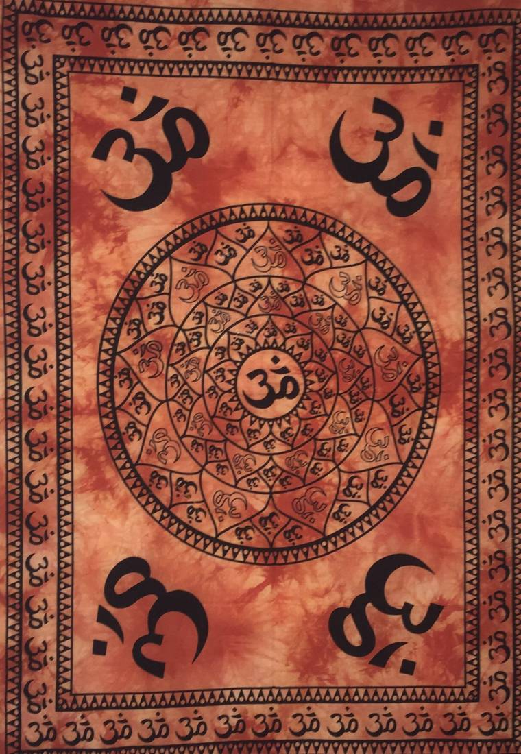 Om Chakra Orange Color Tapestry Poster