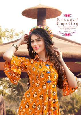 Yellow printed kurti 2