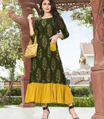 Green printed kurti