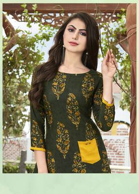 Green printed kurti 2