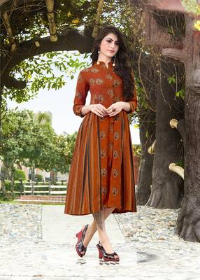 Brown printed kurti 1