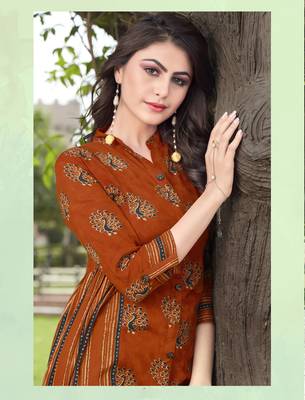 Brown printed kurti 2