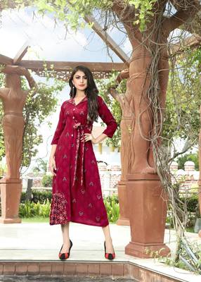 Red printed kurti 1