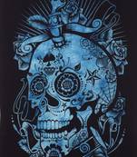 Deadly Skull Blue Color Small Tapestry Poster