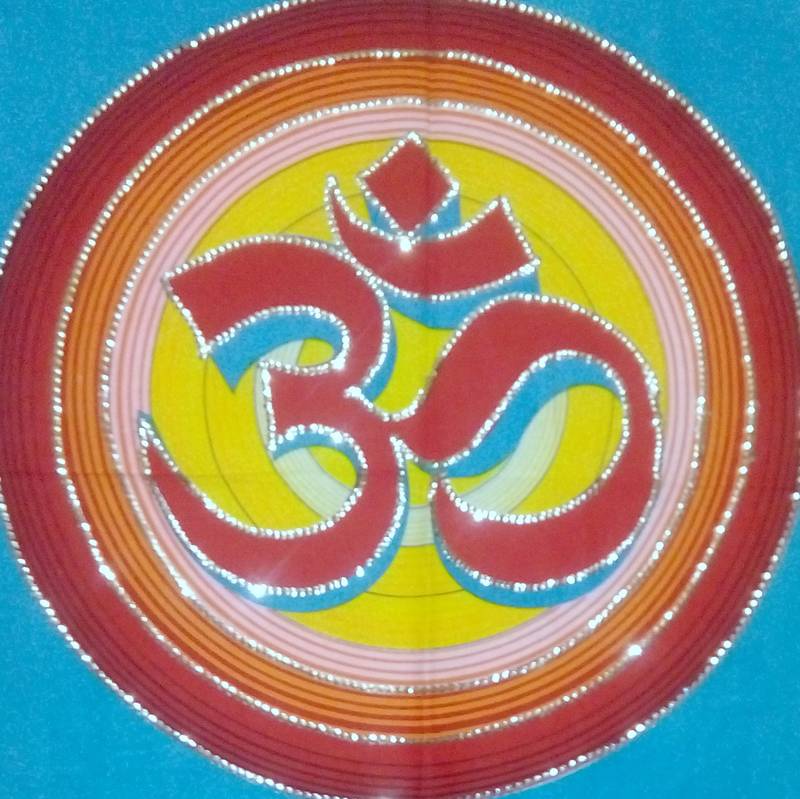 Om Chakra Blue Color Tapestry Poster - INDIAN CONSIGNERS - 2815100