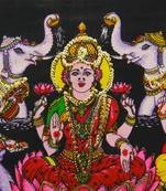 Ganesha, Lakshmi Saraswati Black Color Tapestry Poster