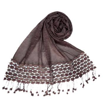 Purple Premium Cotton Fabric Embroidered Hijab 1
