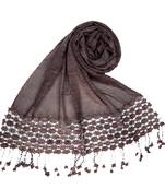 Purple Premium Cotton Fabric Embroidered Hijab