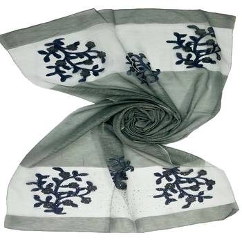 Green  Premium Tissue Fabric Embroidered Hijab 1
